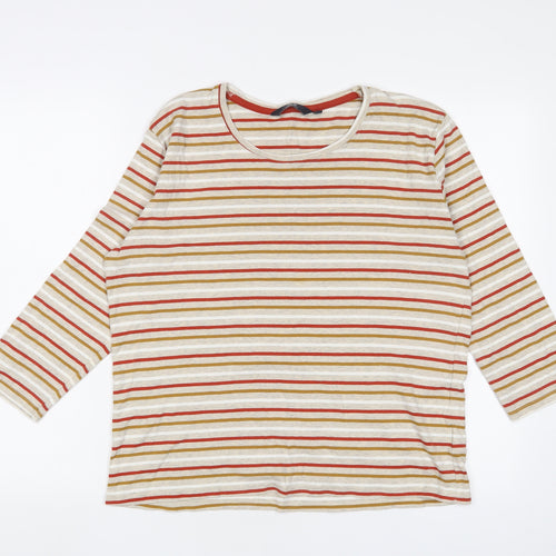 EWM Womens Multicoloured Striped Cotton Basic T-Shirt Size 18 Boat Neck