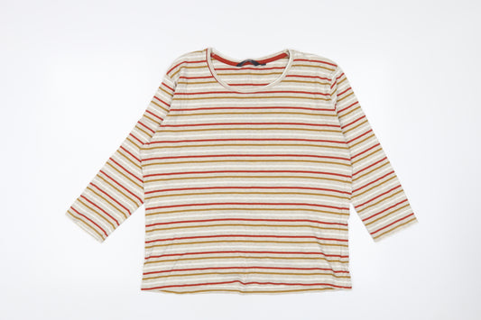 EWM Womens Multicoloured Striped Cotton Basic T-Shirt Size 18 Boat Neck