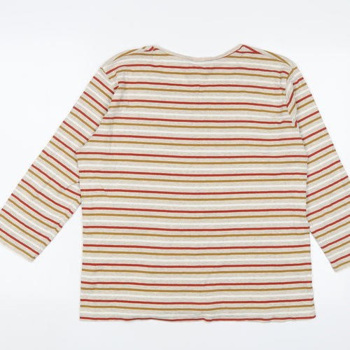 EWM Womens Multicoloured Striped Cotton Basic T-Shirt Size 18 Boat Neck