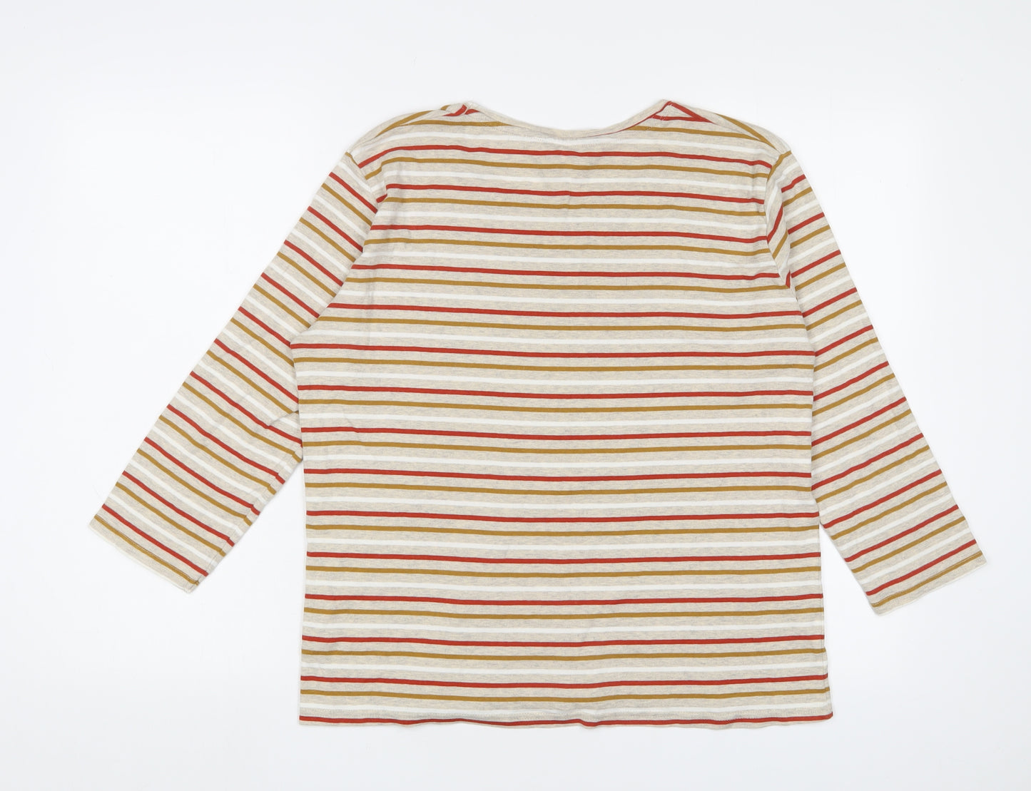 EWM Womens Multicoloured Striped Cotton Basic T-Shirt Size 18 Boat Neck