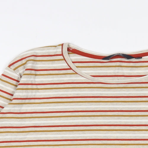 EWM Womens Multicoloured Striped Cotton Basic T-Shirt Size 18 Boat Neck