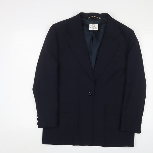 Viyella Womens Blue Jacket Blazer Size 10 Button