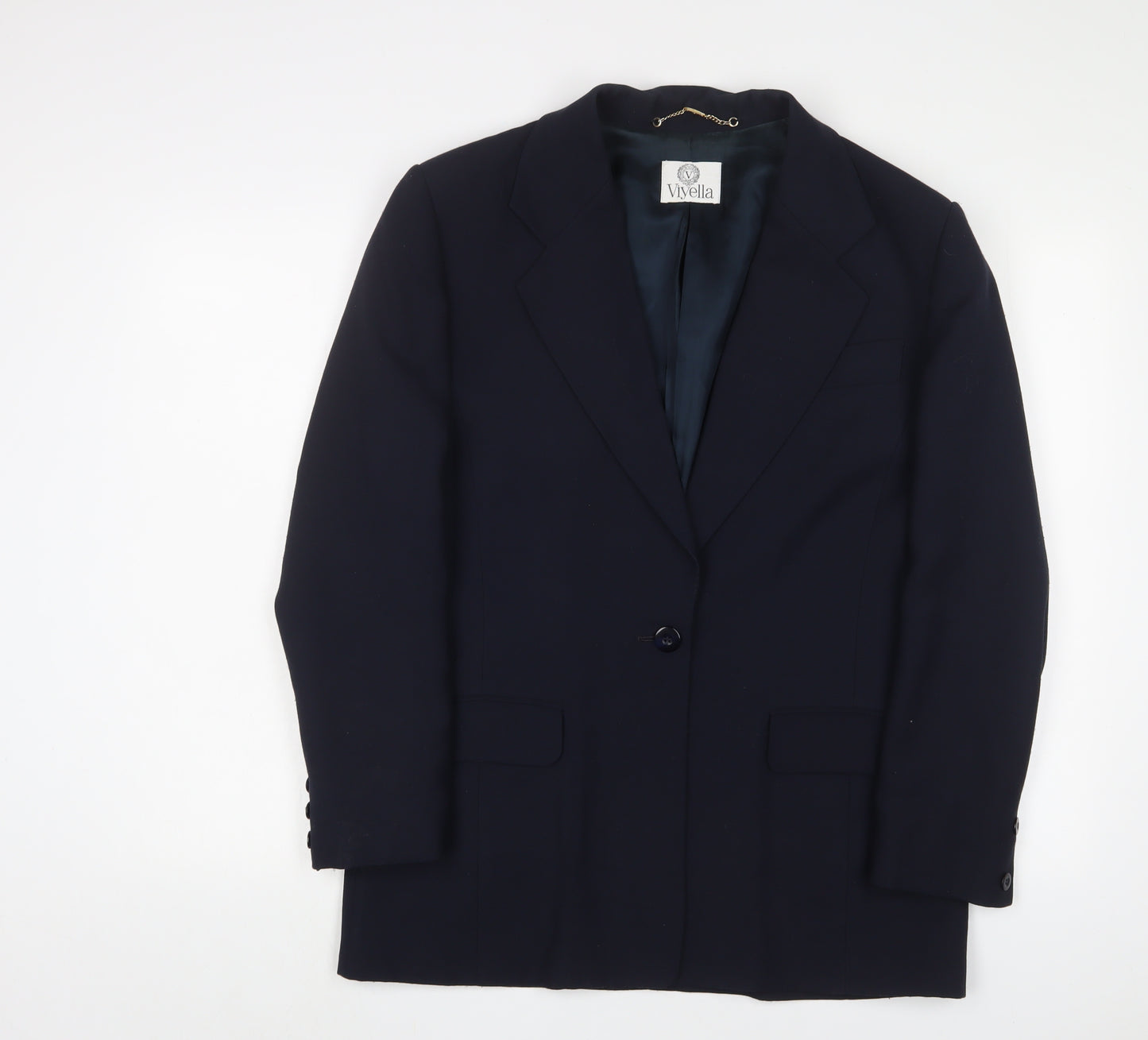 Viyella Womens Blue Jacket Blazer Size 10 Button