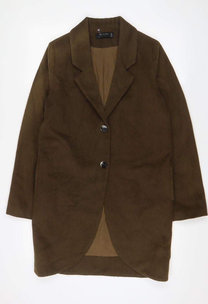 Religion Womens Green Overcoat Coat Size 8 Button