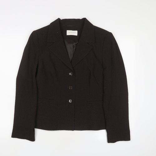 MINUET Womens Brown Polka Dot Jacket Blazer Size 14 Button
