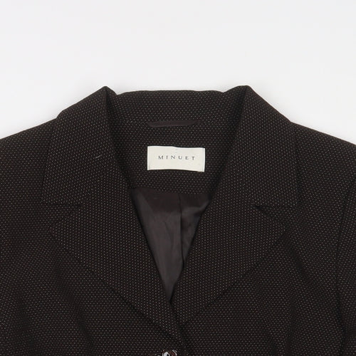 MINUET Womens Brown Polka Dot Jacket Blazer Size 14 Button