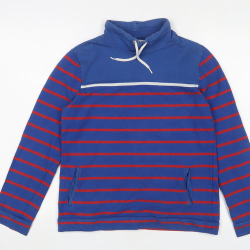 Equestrian Womens Blue Striped Cotton Pullover Sweatshirt Size 10 Pullover