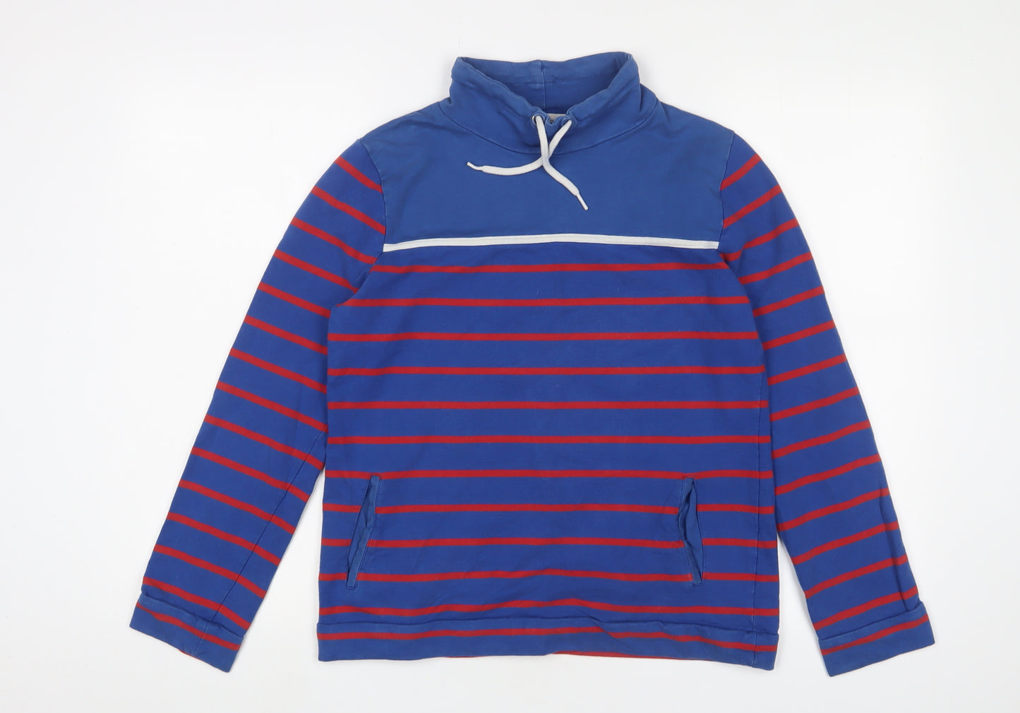 Equestrian Womens Blue Striped Cotton Pullover Sweatshirt Size 10 Pullover