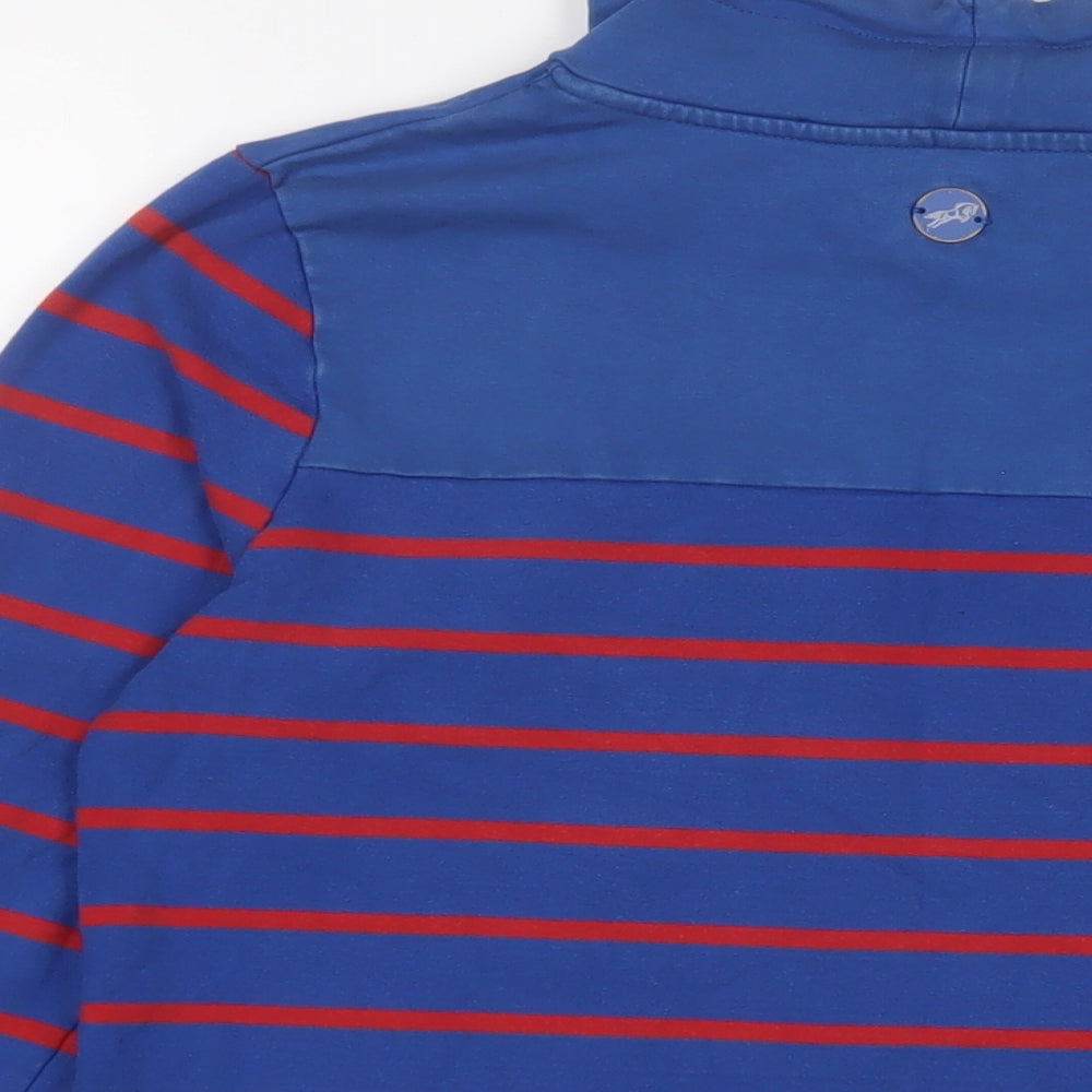 Equestrian Womens Blue Striped Cotton Pullover Sweatshirt Size 10 Pullover