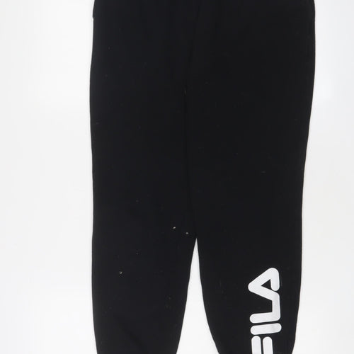 FILA Womens Black Cotton Jogger Trousers Size M L27 in Regular Drawstring - Logo