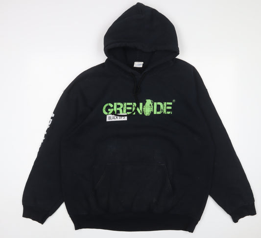 Black Ops Mens Black Cotton Pullover Hoodie Size XL - Grenade