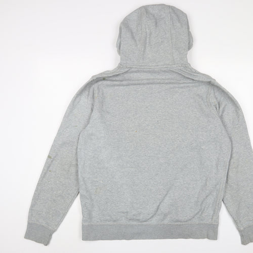 Nike Mens Grey Cotton Pullover Hoodie Size L - Logo, Embroidered