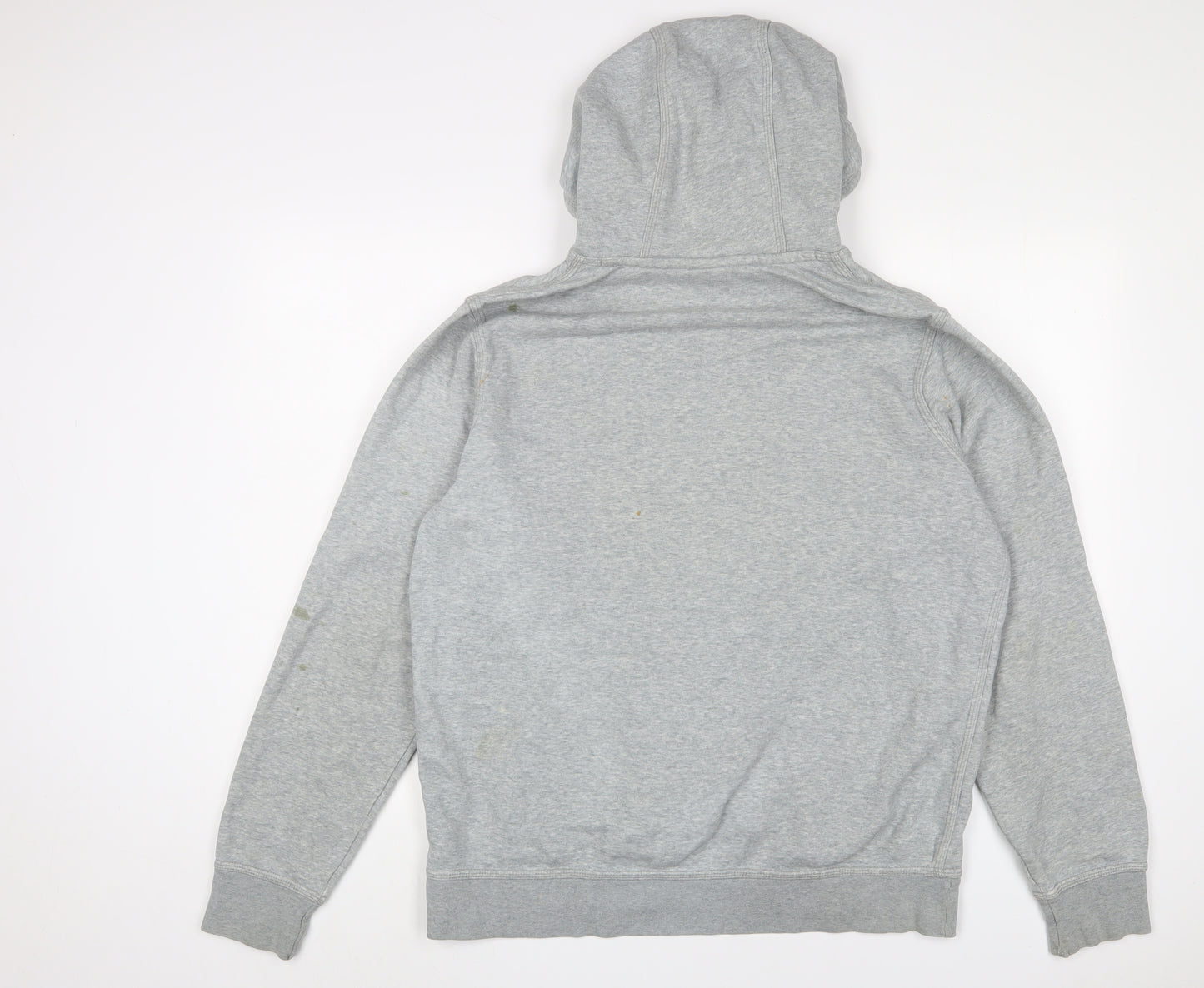 Nike Mens Grey Cotton Pullover Hoodie Size L - Logo, Embroidered