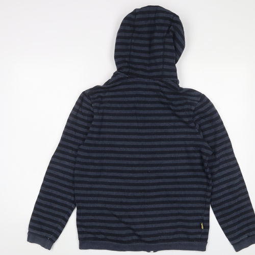 adidas Mens Blue Striped Cotton Full Zip Hoodie Size M - Logo