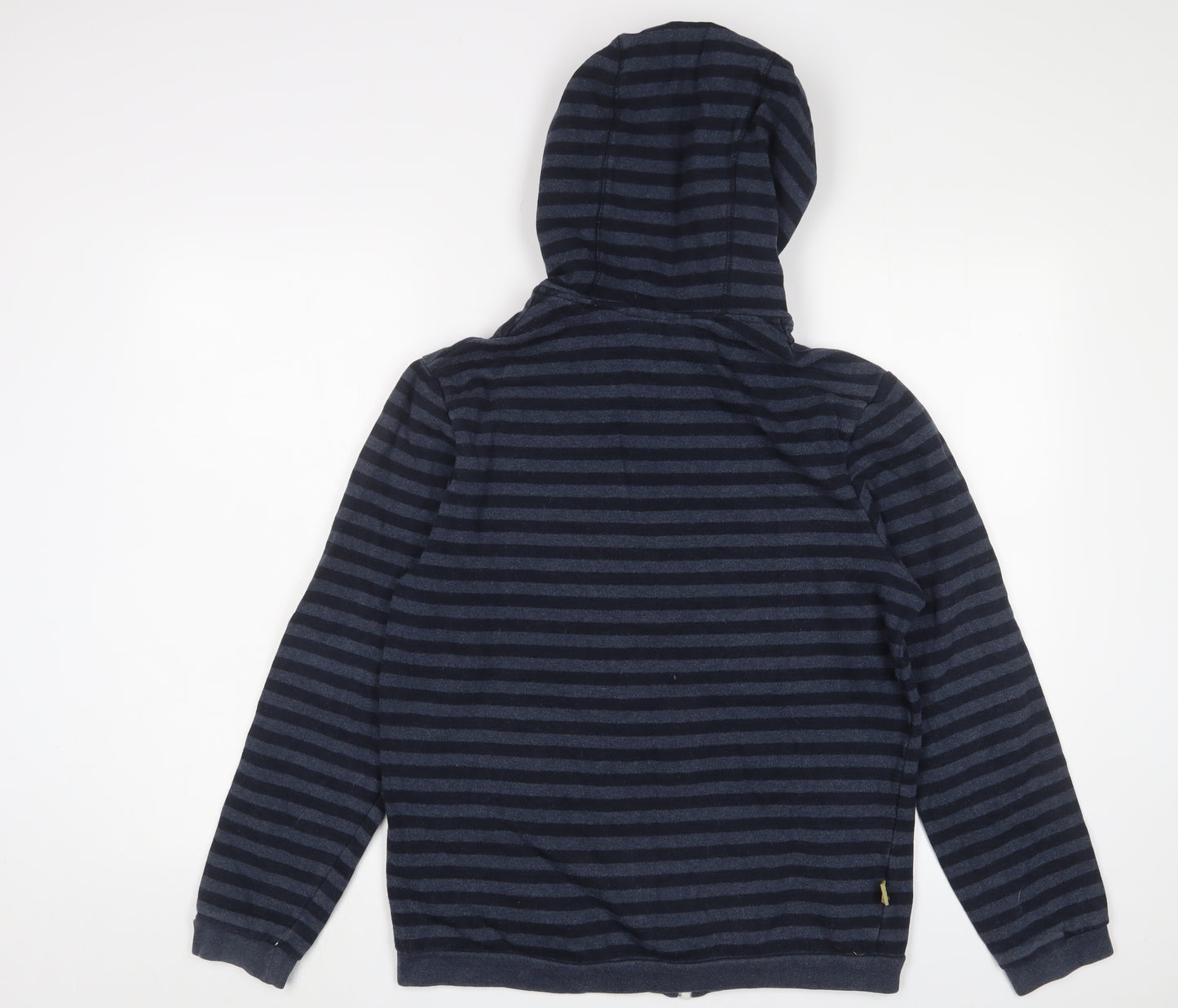 adidas Mens Blue Striped Cotton Full Zip Hoodie Size M - Logo