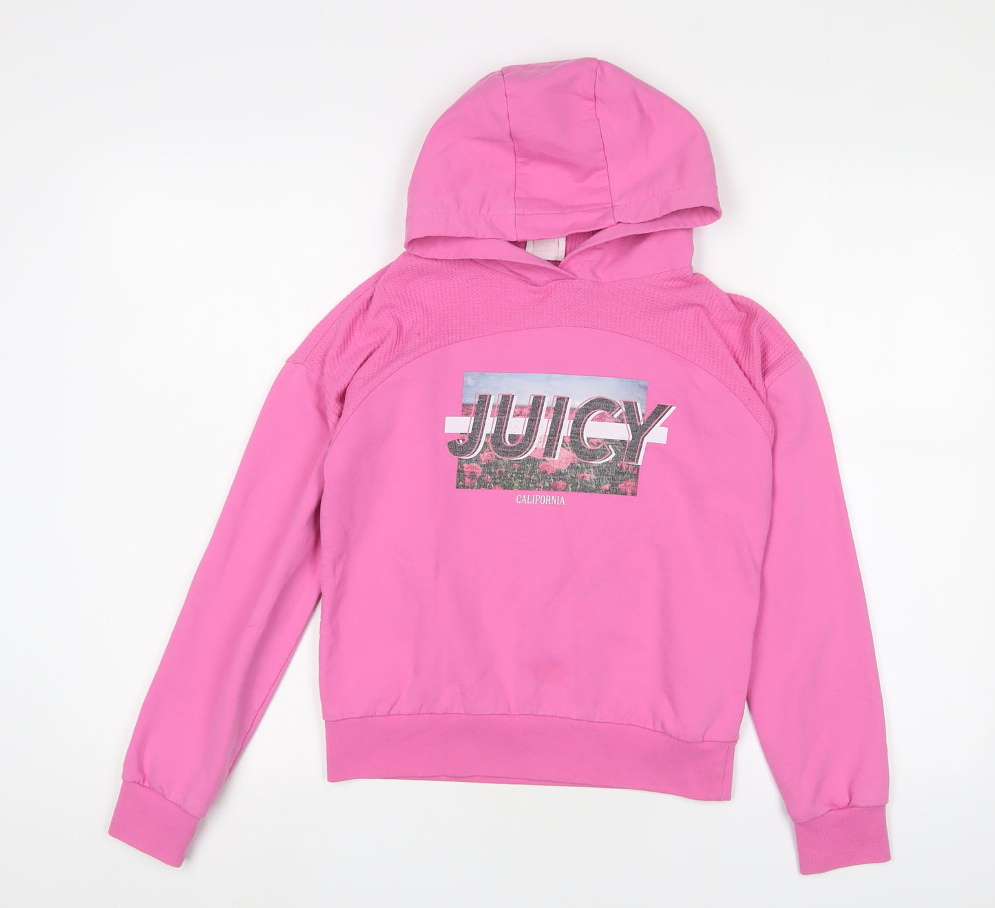 Juicy Couture Girls Pink Cotton Pullover Hoodie Size 12-13 Years Pullover - Logo