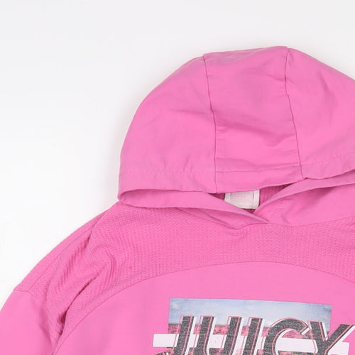 Juicy Couture Girls Pink Cotton Pullover Hoodie Size 12-13 Years Pullover - Logo