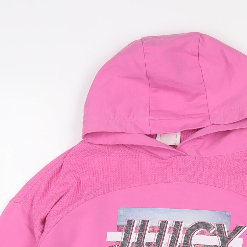 Juicy Couture Girls Pink Cotton Pullover Hoodie Size 12-13 Years Pullover - Logo