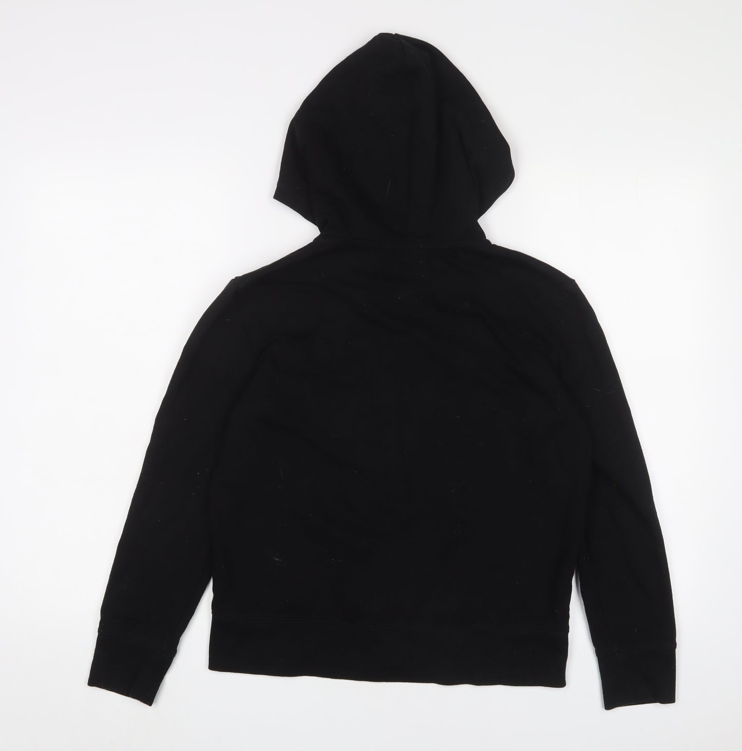 Gap Girls Black Cotton Full Zip Hoodie Size 14-15 Years Zip - Logo, Embroidered