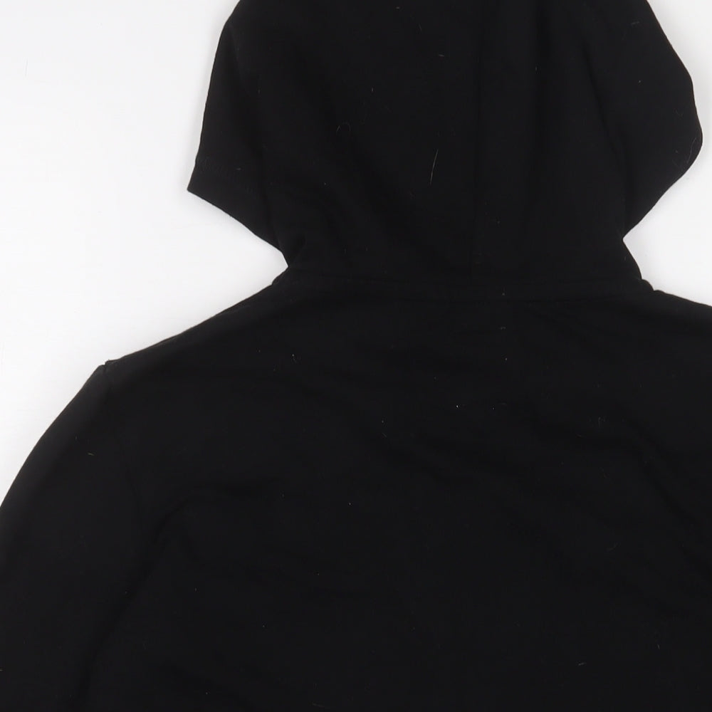 Gap Girls Black Cotton Full Zip Hoodie Size 14-15 Years Zip - Logo, Embroidered