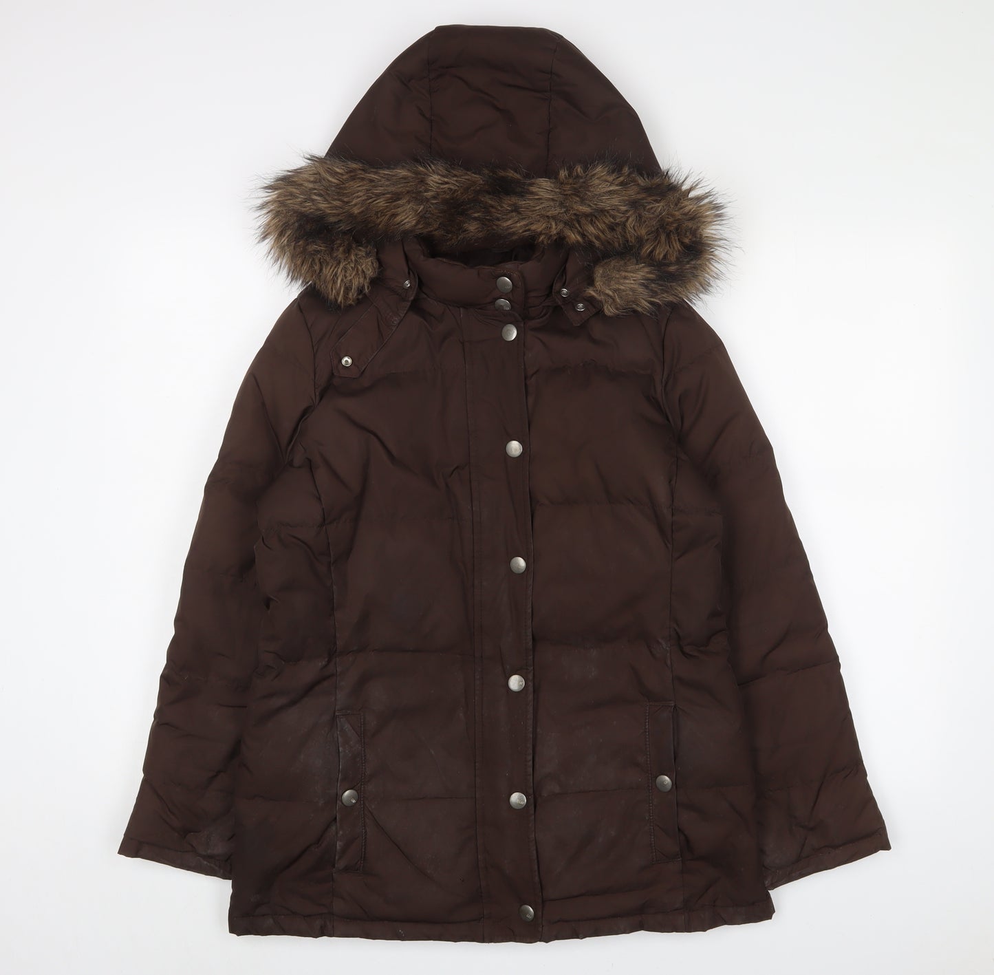 Gap Womens Brown Quilted Coat Size M Zip - Zip Pockets