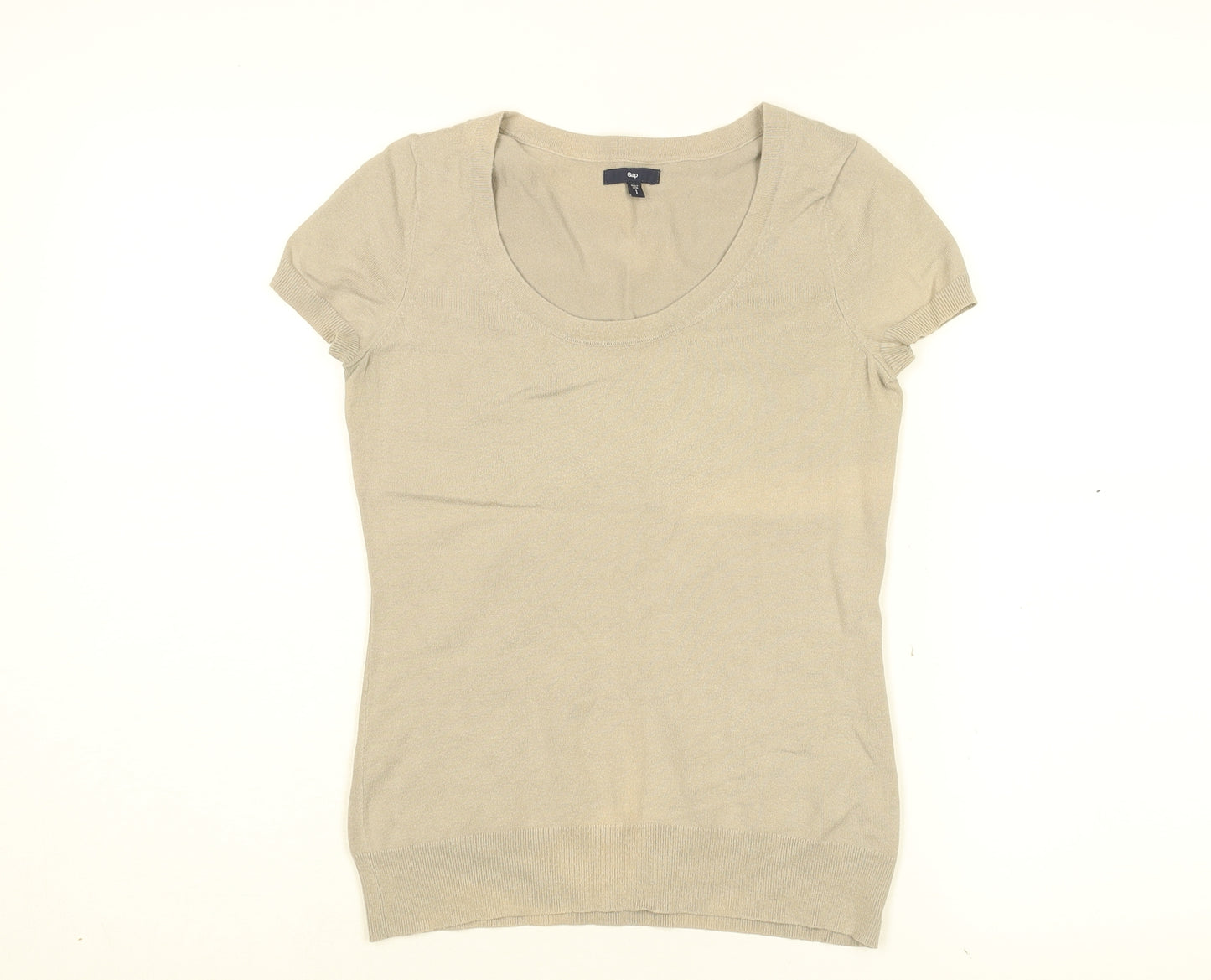 Gap Womens Beige Cotton Basic T-Shirt Size S Scoop Neck