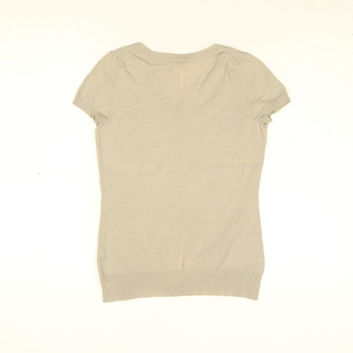 Gap Womens Beige Cotton Basic T-Shirt Size S Scoop Neck