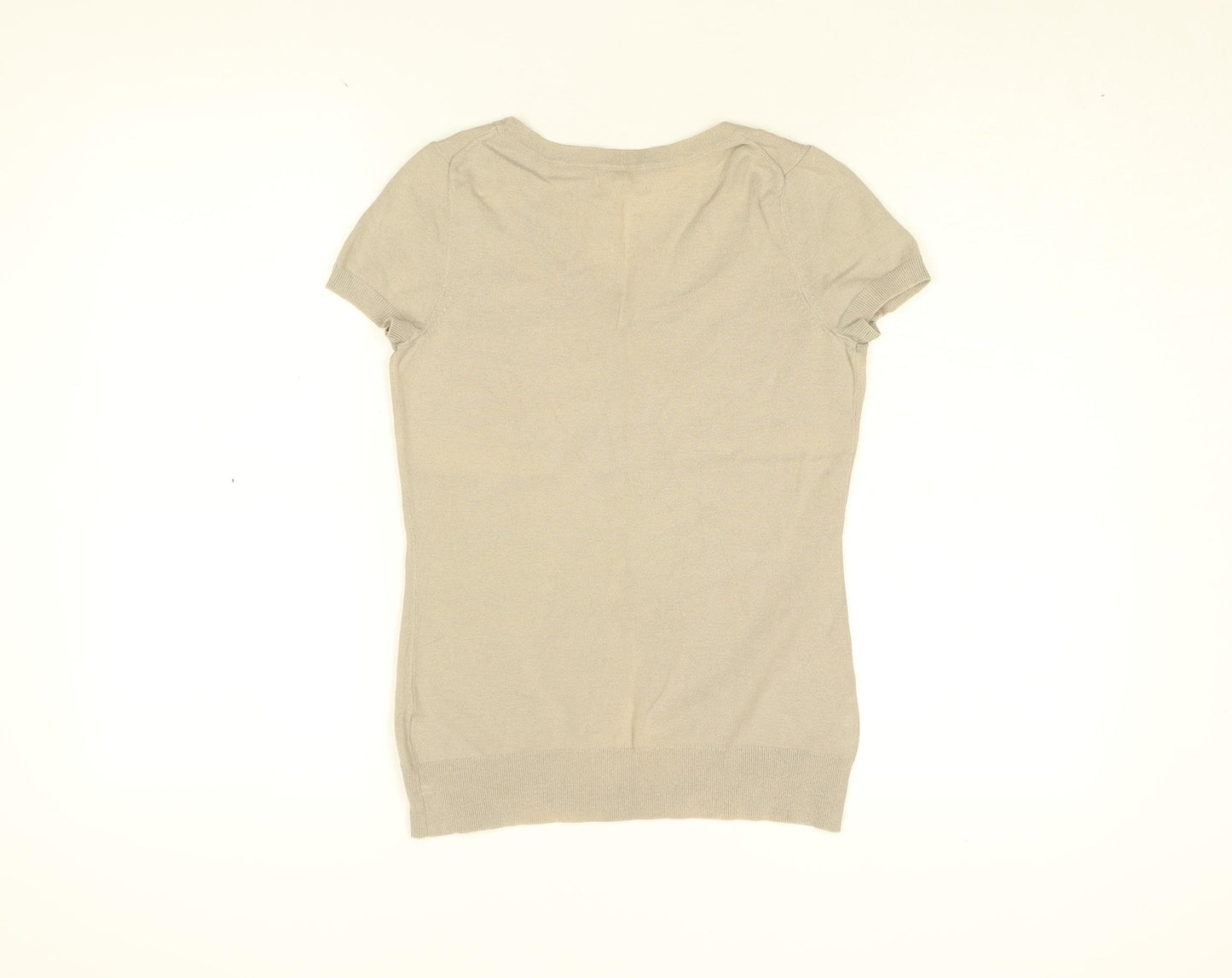 Gap Womens Beige Cotton Basic T-Shirt Size S Scoop Neck