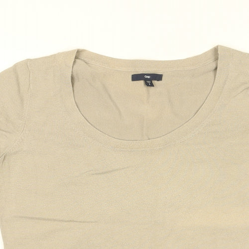 Gap Womens Beige Cotton Basic T-Shirt Size S Scoop Neck