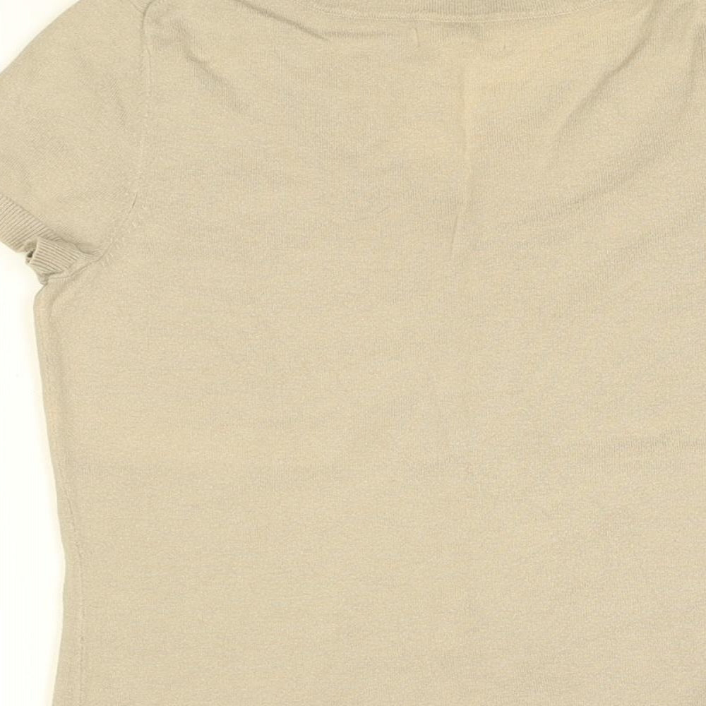 Gap Womens Beige Cotton Basic T-Shirt Size S Scoop Neck