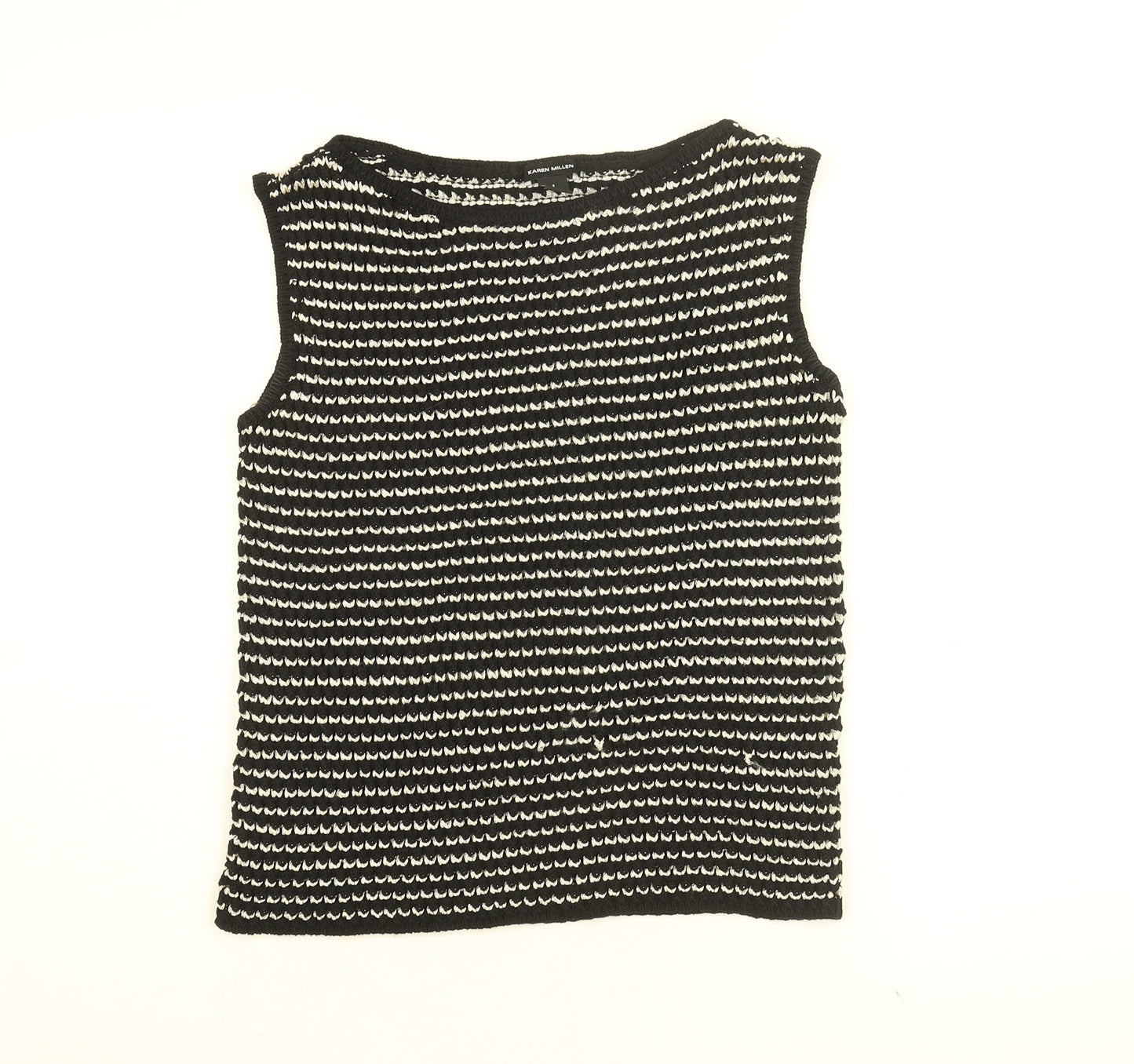 Karen Millen Womens Black Round Neck Geometric Viscose Pullover Jumper Size S
