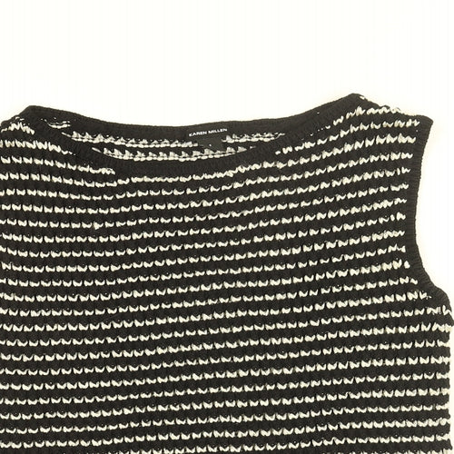Karen Millen Womens Black Round Neck Geometric Viscose Pullover Jumper Size S