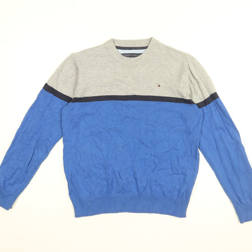 Tommy Hilfiger Boys Blue Round Neck Cotton Pullover Jumper Size 12-13 Years Pullover - 12-14 Years