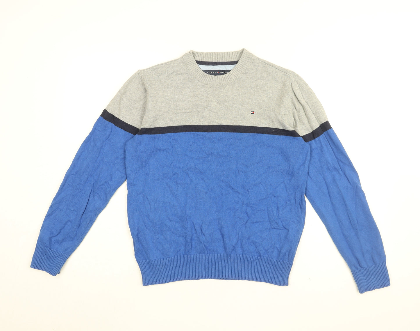 Tommy Hilfiger Boys Blue Round Neck Cotton Pullover Jumper Size 12-13 Years Pullover - 12-14 Years