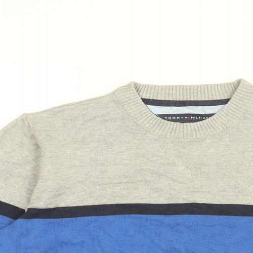 Tommy Hilfiger Boys Blue Round Neck Cotton Pullover Jumper Size 12-13 Years Pullover - 12-14 Years