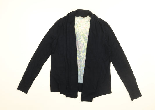 Ted Baker Womens Blue V-Neck Floral Viscose Cardigan Jumper Size 10