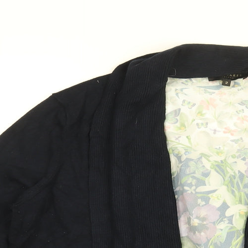 Ted Baker Womens Blue V-Neck Floral Viscose Cardigan Jumper Size 10