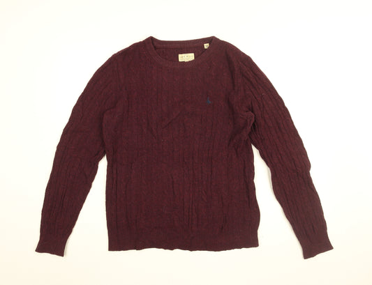 Jack Wills Womens Purple Round Neck Wool Pullover Jumper Size 14