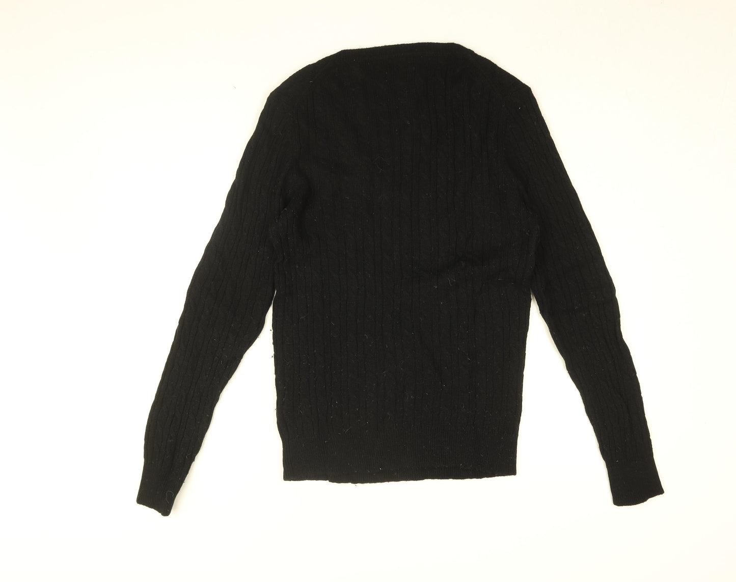 Jack Wills Womens Black V-Neck Wool Pullover Jumper Size 14