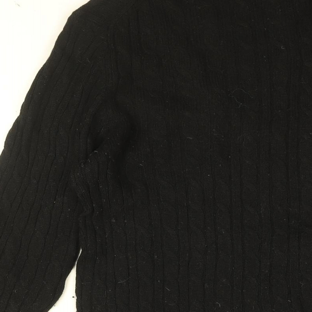 Jack Wills Womens Black V-Neck Wool Pullover Jumper Size 14