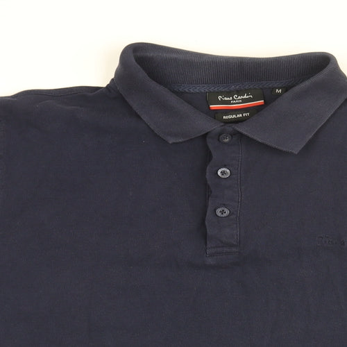 Pierre Cardin Mens Blue Cotton Polo Size M Collared Button