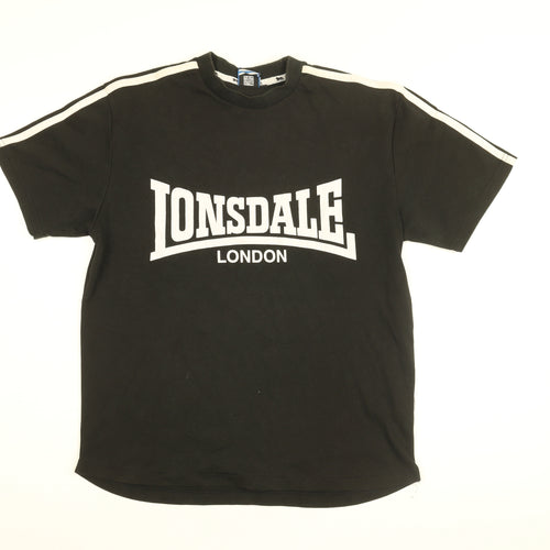 Lonsdale Mens Black Cotton T-Shirt Size S Round Neck - Lonsdale London