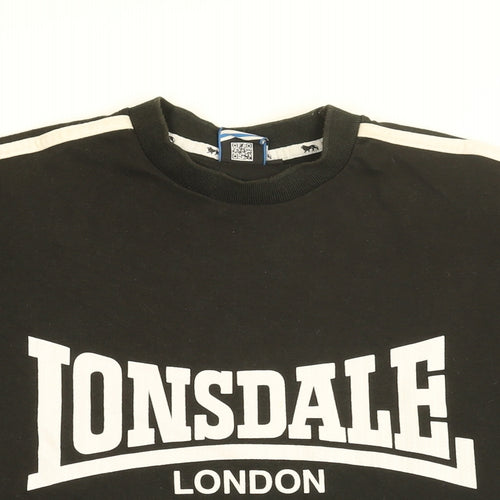 Lonsdale Mens Black Cotton T-Shirt Size S Round Neck - Lonsdale London