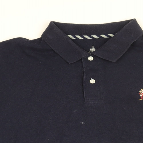 Disney Mens Blue Cotton Polo Size XL Collared Button - Snow White Grumpy