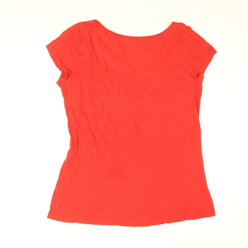 White Stuff Womens Red Cotton Basic T-Shirt Size 12 Scoop Neck