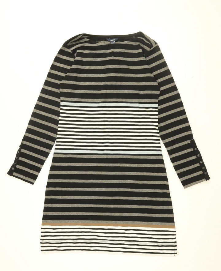 Hatley Womens Black Striped Cotton Shift Size XS Boat Neck Pullover