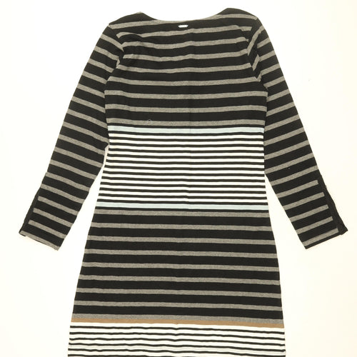 Hatley Womens Black Striped Cotton Shift Size XS Boat Neck Pullover