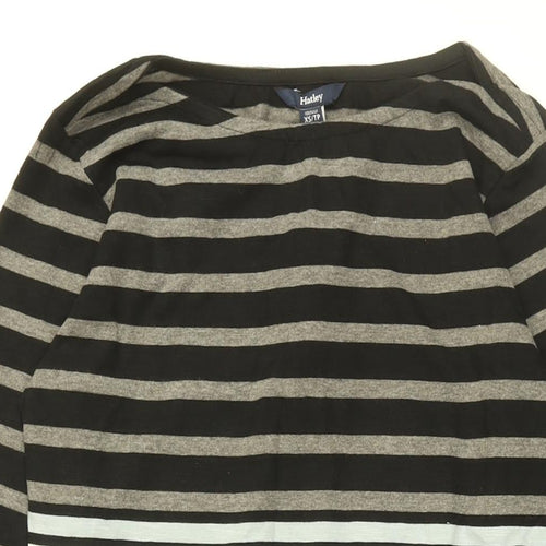 Hatley Womens Black Striped Cotton Shift Size XS Boat Neck Pullover