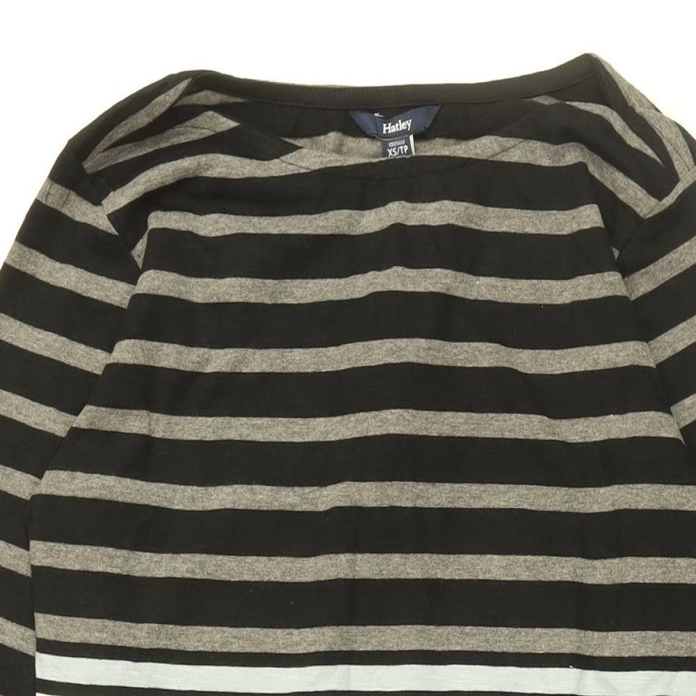 Hatley Womens Black Striped Cotton Shift Size XS Boat Neck Pullover