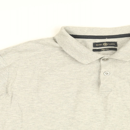 Henri Lloyd Mens Grey Cotton Polo Size L Collared Button